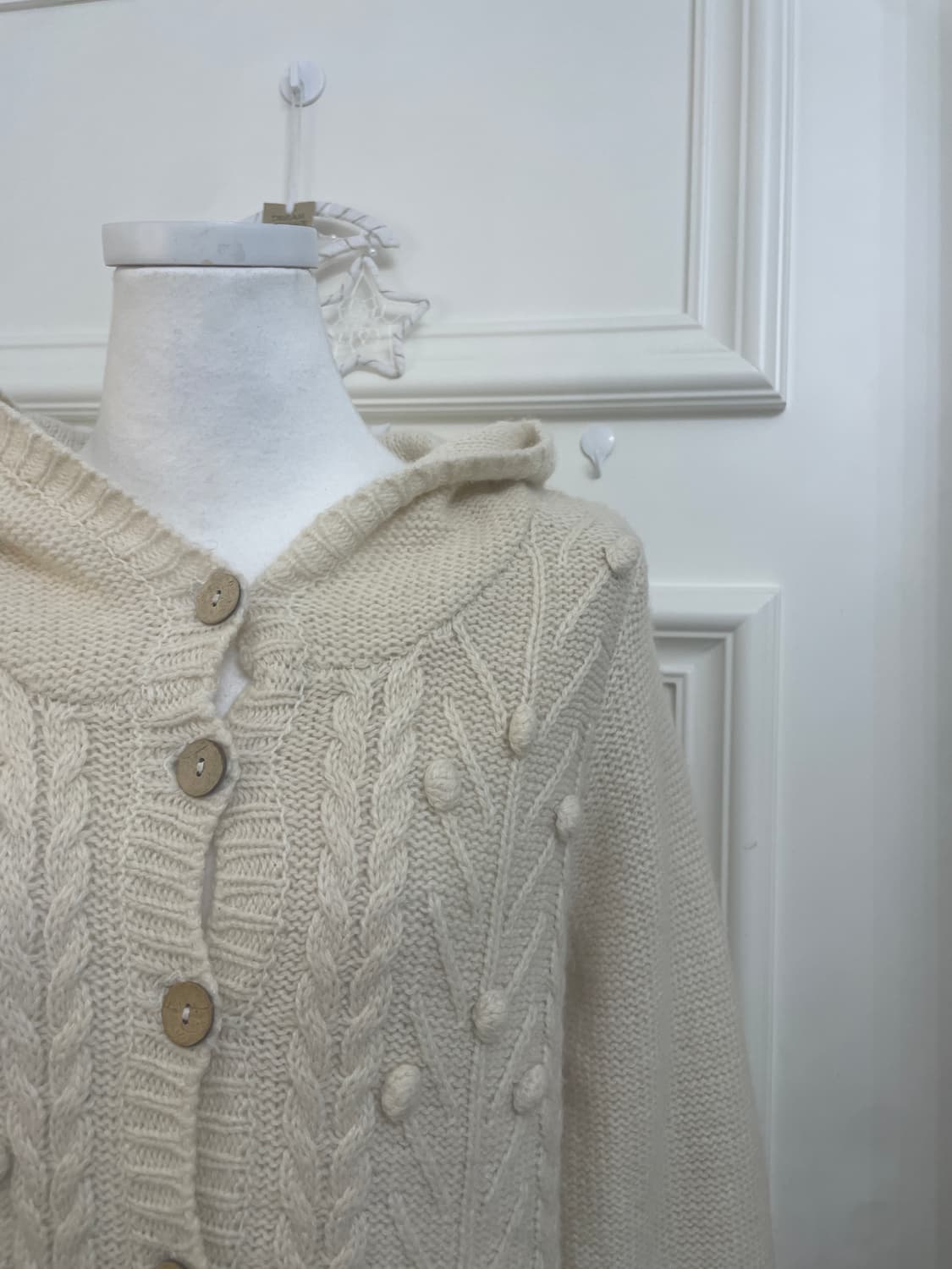 EARTH ivory wood button hoodie cardigan 상품이미지6