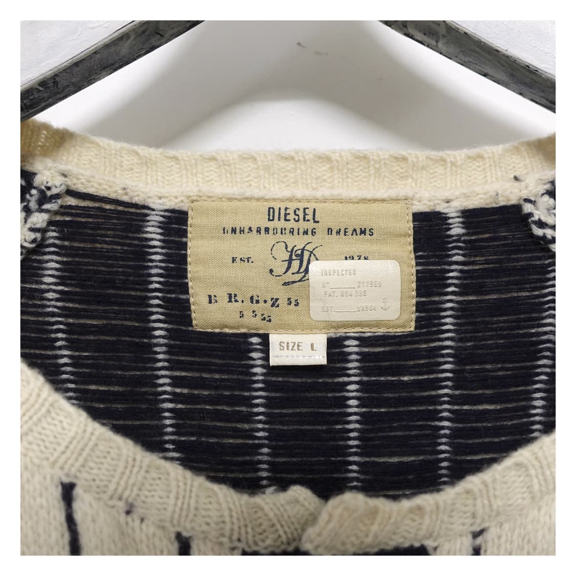 [L] DIESEL 디젤 노르딕 디자인 노카라 울 가디건 상품이미지6