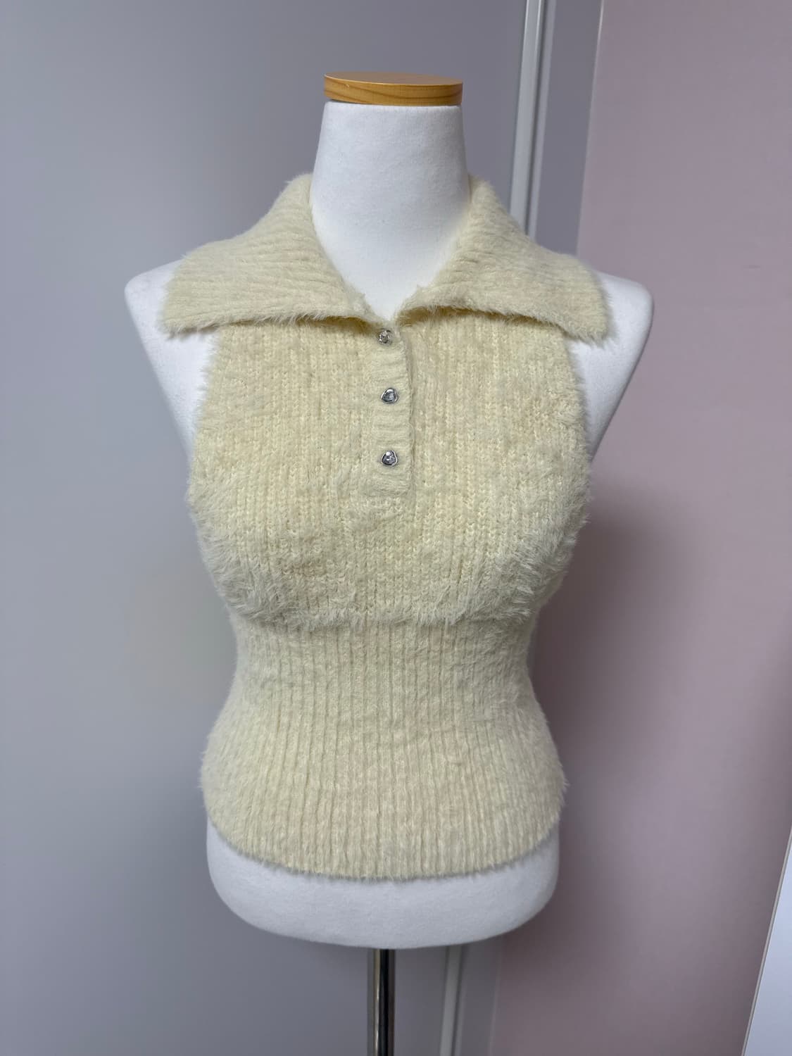 빈티지 아이보리 홀터 니트 나시 상품이미지1