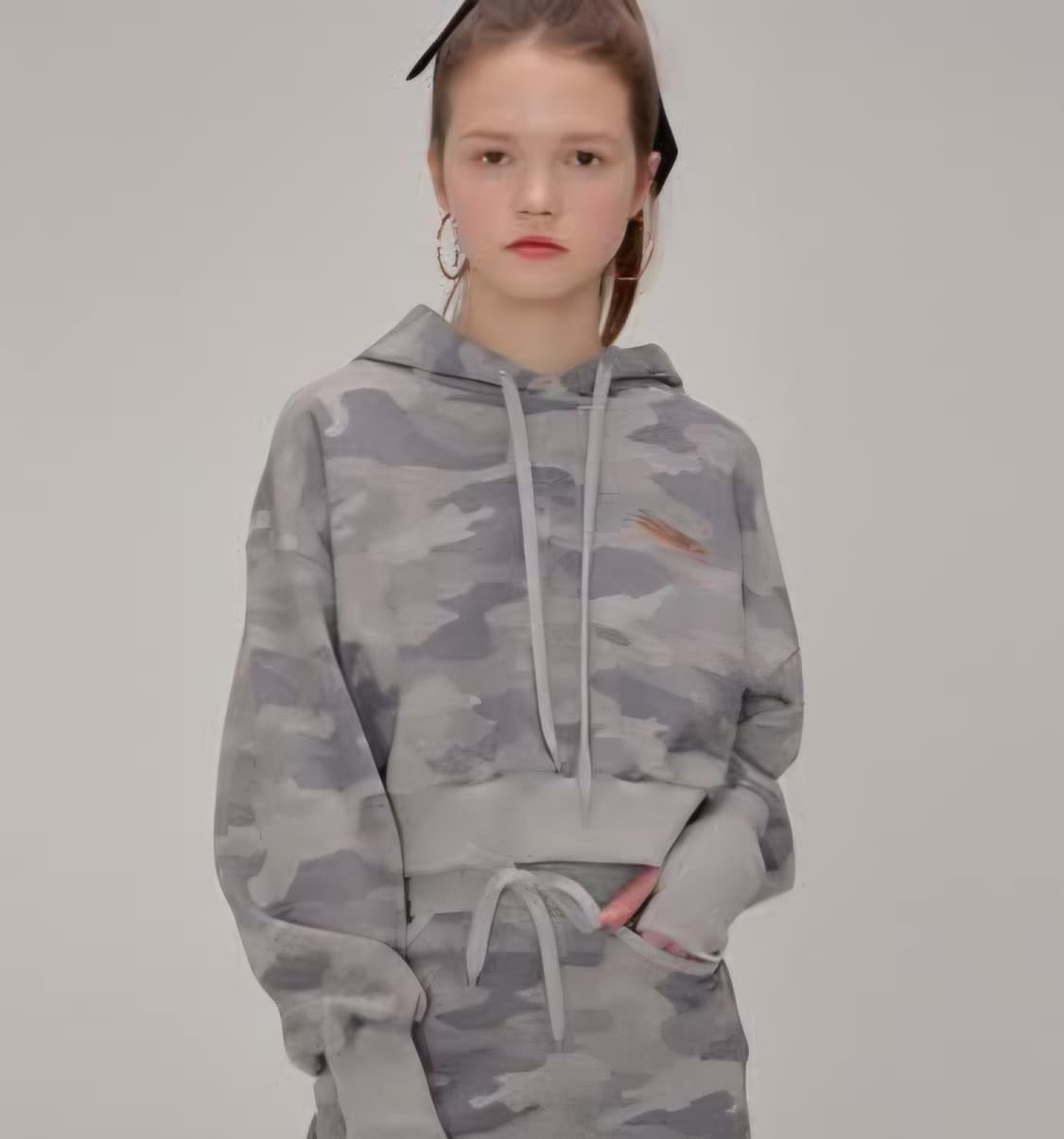 스컬프터 카모 크롭 후드티/ 여성 후드티/ 여자 후드티  상품이미지1