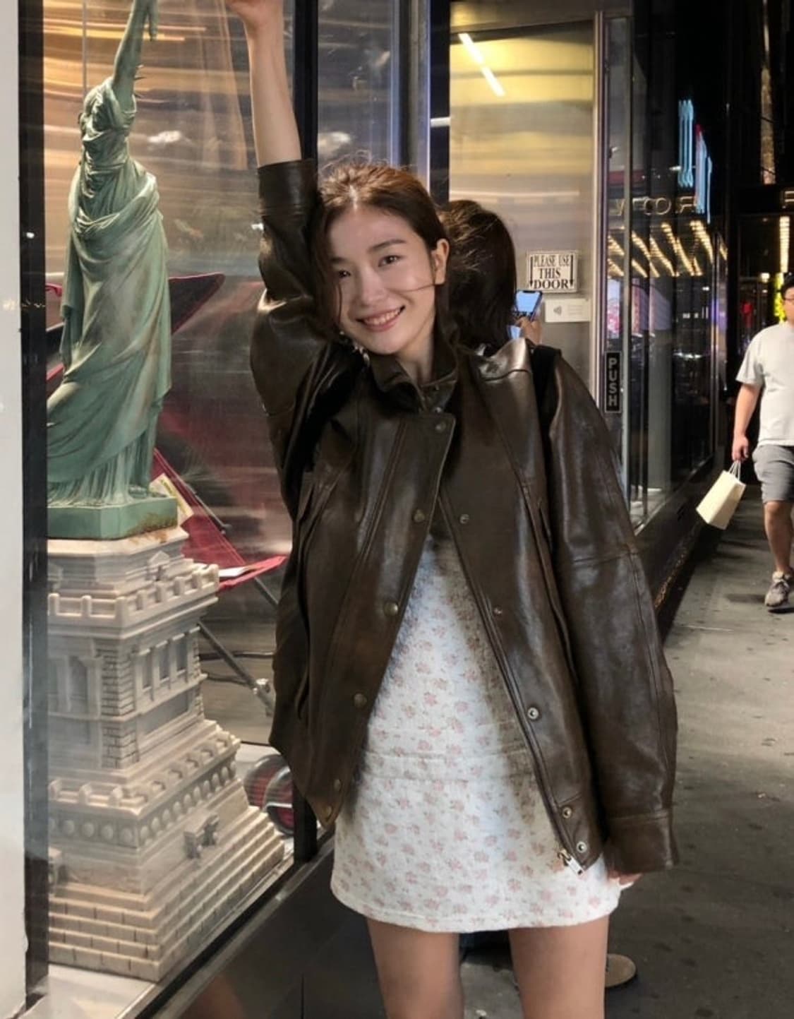 더바넷 스테인 레더 모터사이클 자켓 브라운 상품이미지1