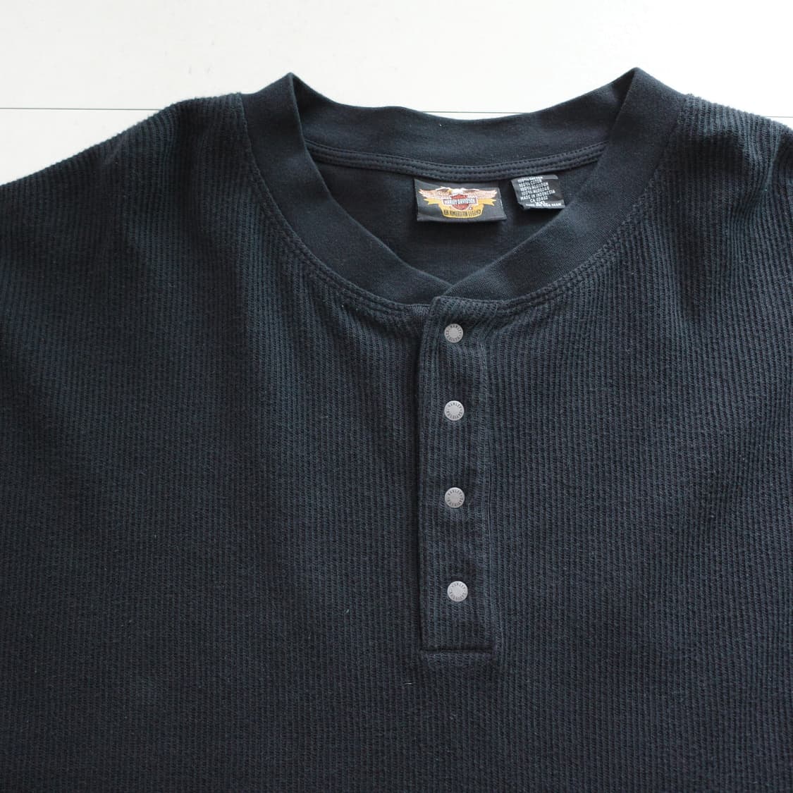 00s 할리데이비슨 헨리넥 와플 롱슬리브 티셔츠 XXL 상품이미지3