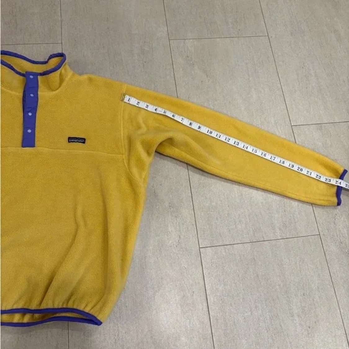 L 80‘s 파타고니아 신칠라 플리스 스냅티 옐로우/퍼플 상품이미지5