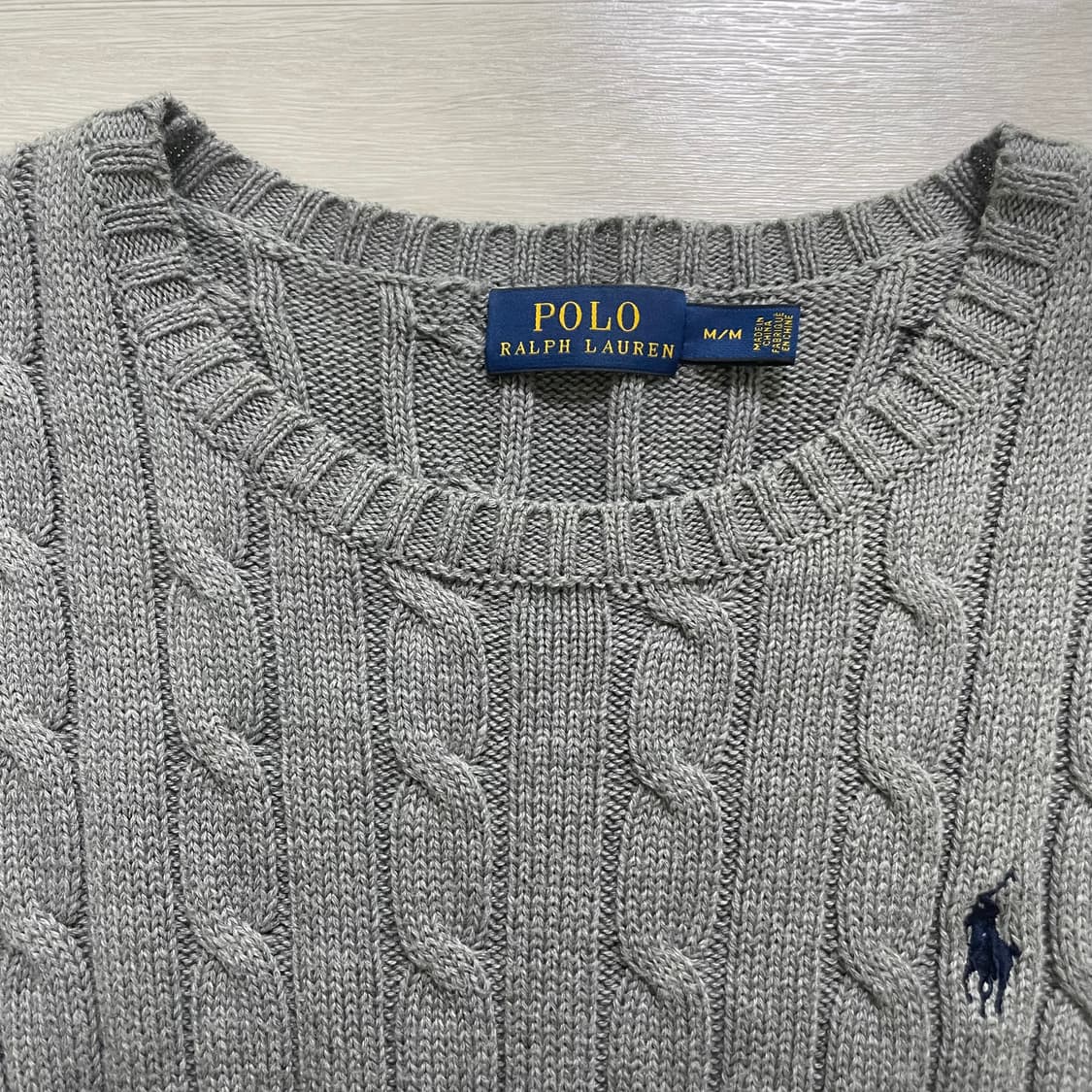 폴로 코튼 케이블 니트 그레이 (m) 상품이미지3