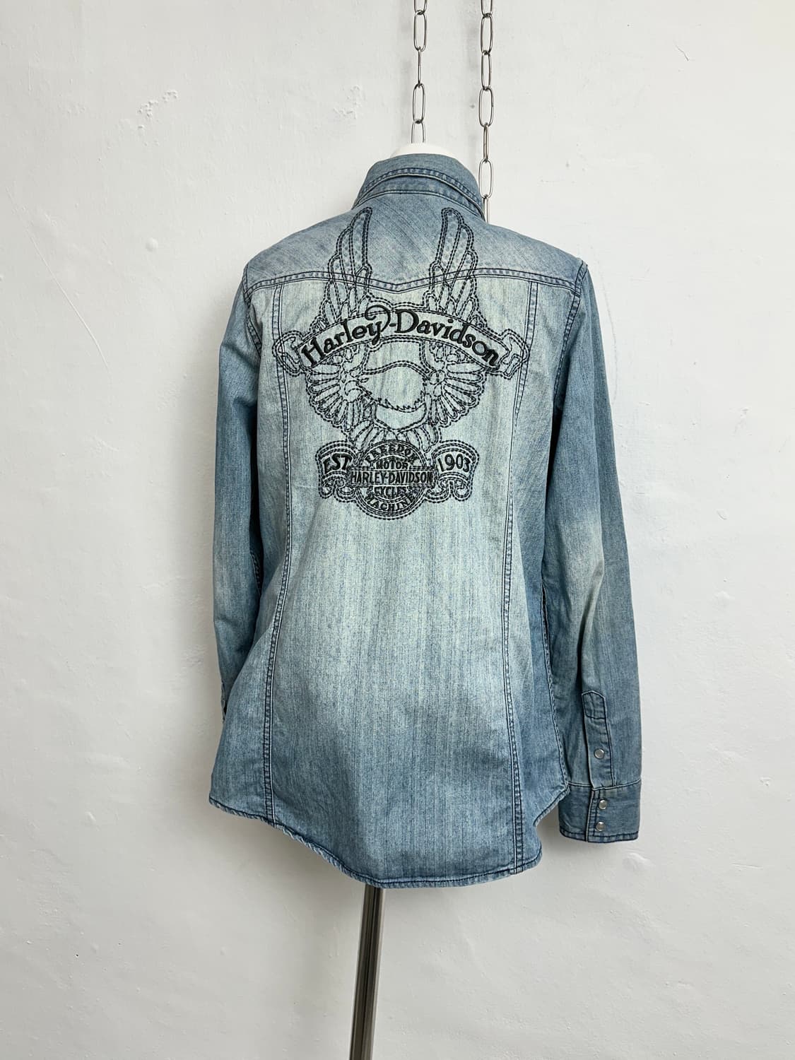 Harley Davidson Wing Embroidered Denim S 상품이미지7