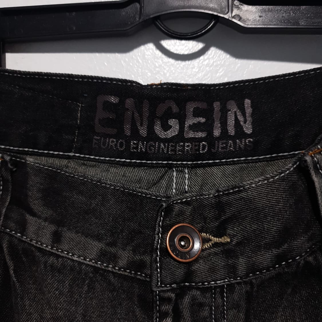 ENGEIN 엔게인 워싱 카고 멀티포켓 와이드 탄창 흑청 데님 팬츠 32 상품이미지5