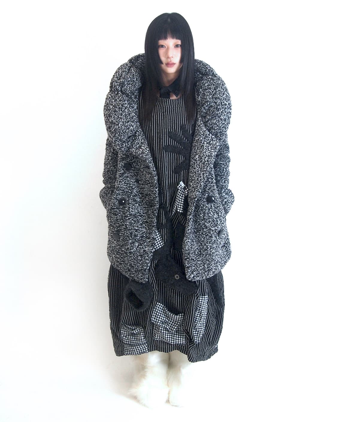 Cloud puff collar thick bokashi coat 상품이미지7