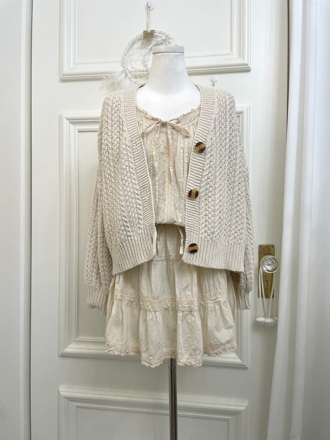 ivory lace trimming bow point cotton opc 상품이미지8