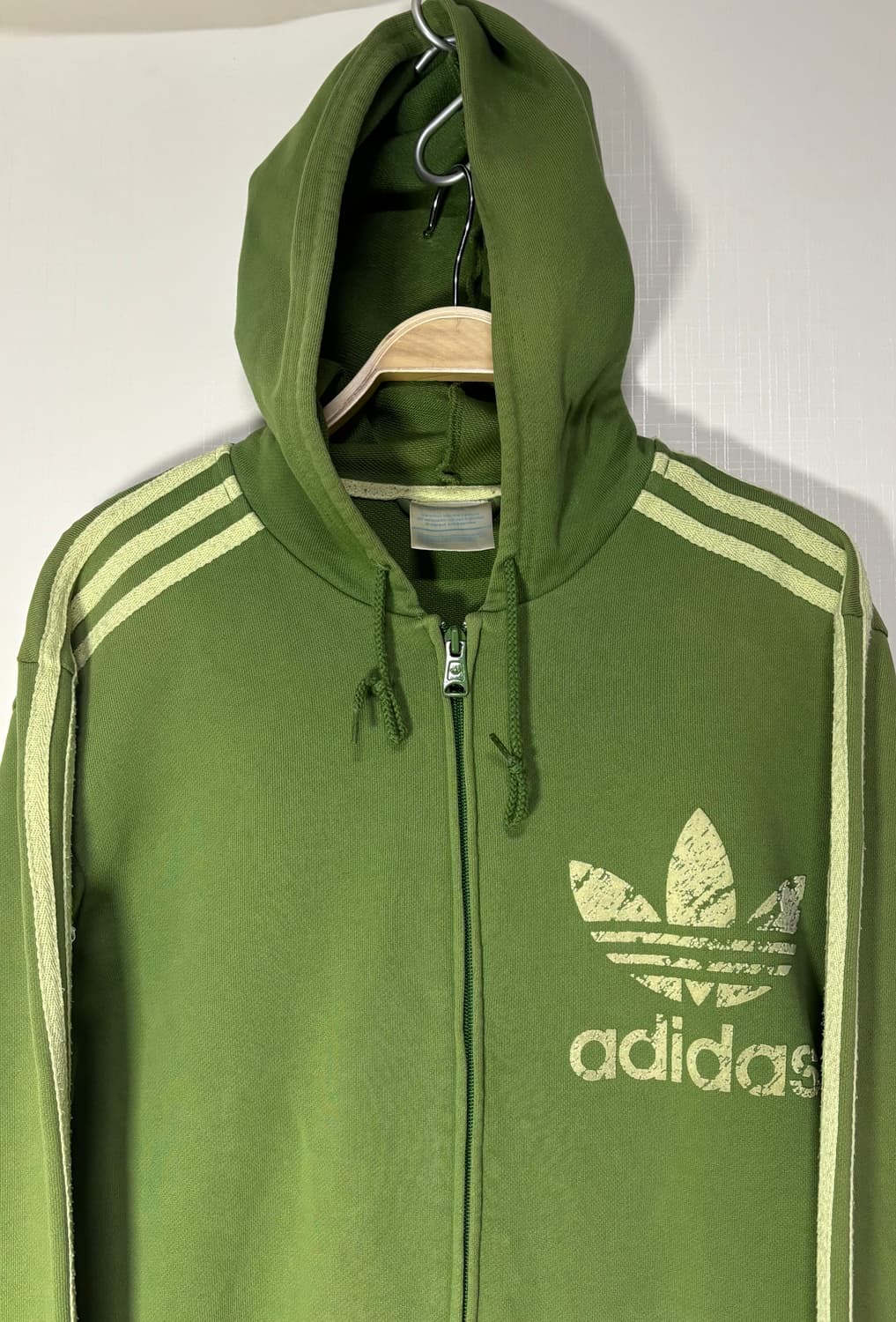 00s OLD ADIDAS 아디다스 후드 플락 져지 트랙탑 자켓 말차색 상품이미지1