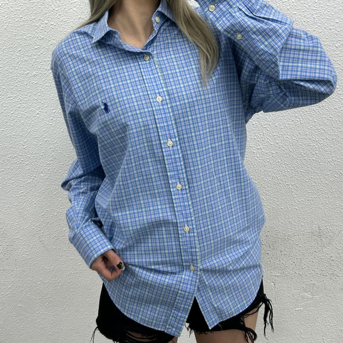 폴로 랄프로렌 네이비포니 소라 체크 셔츠 M 상품이미지1