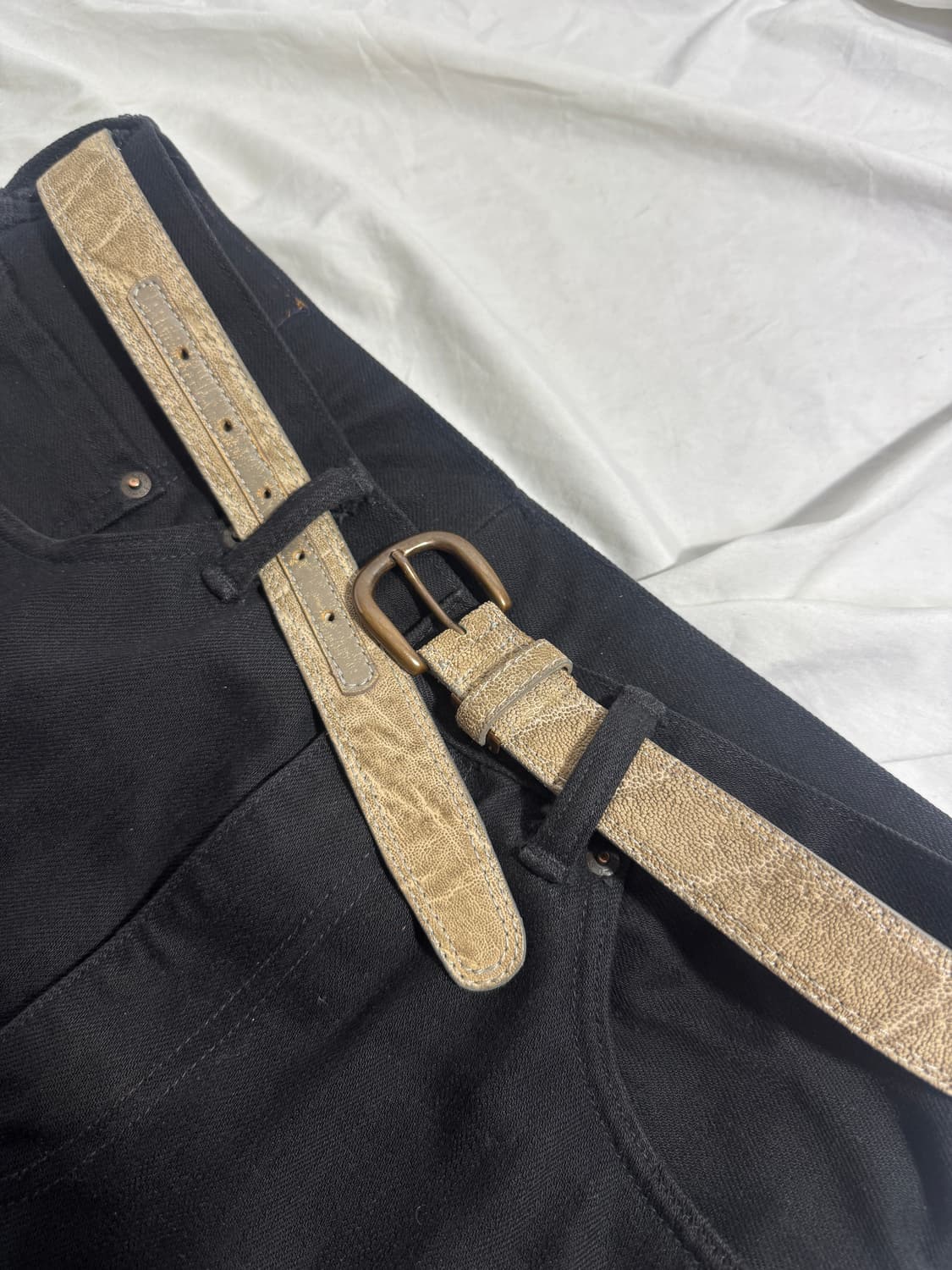 빈티지 크랙 레더 벨트 상품이미지1