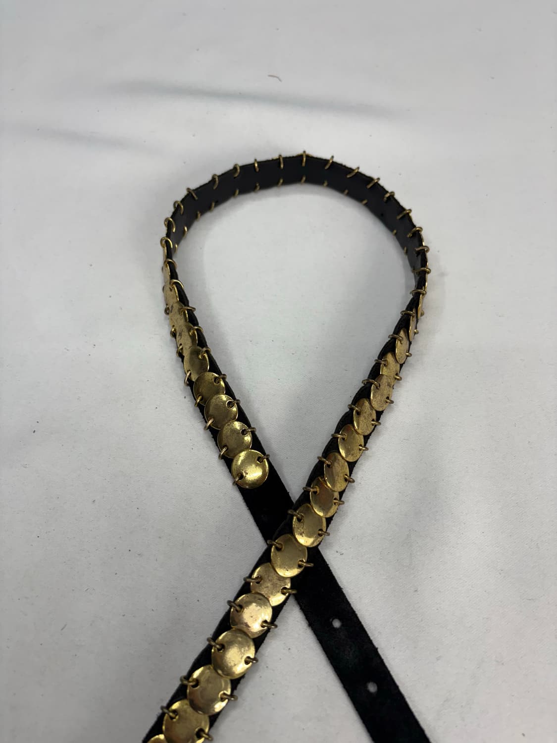 ZARA 골든 스터드 워시드 레더 블랙 벨트 상품이미지4