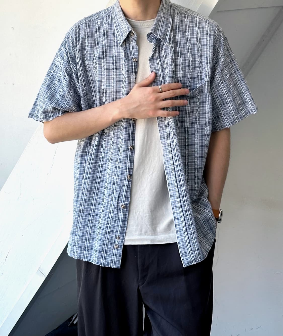 Natural sucker fabric H/S shirt 상품이미지8