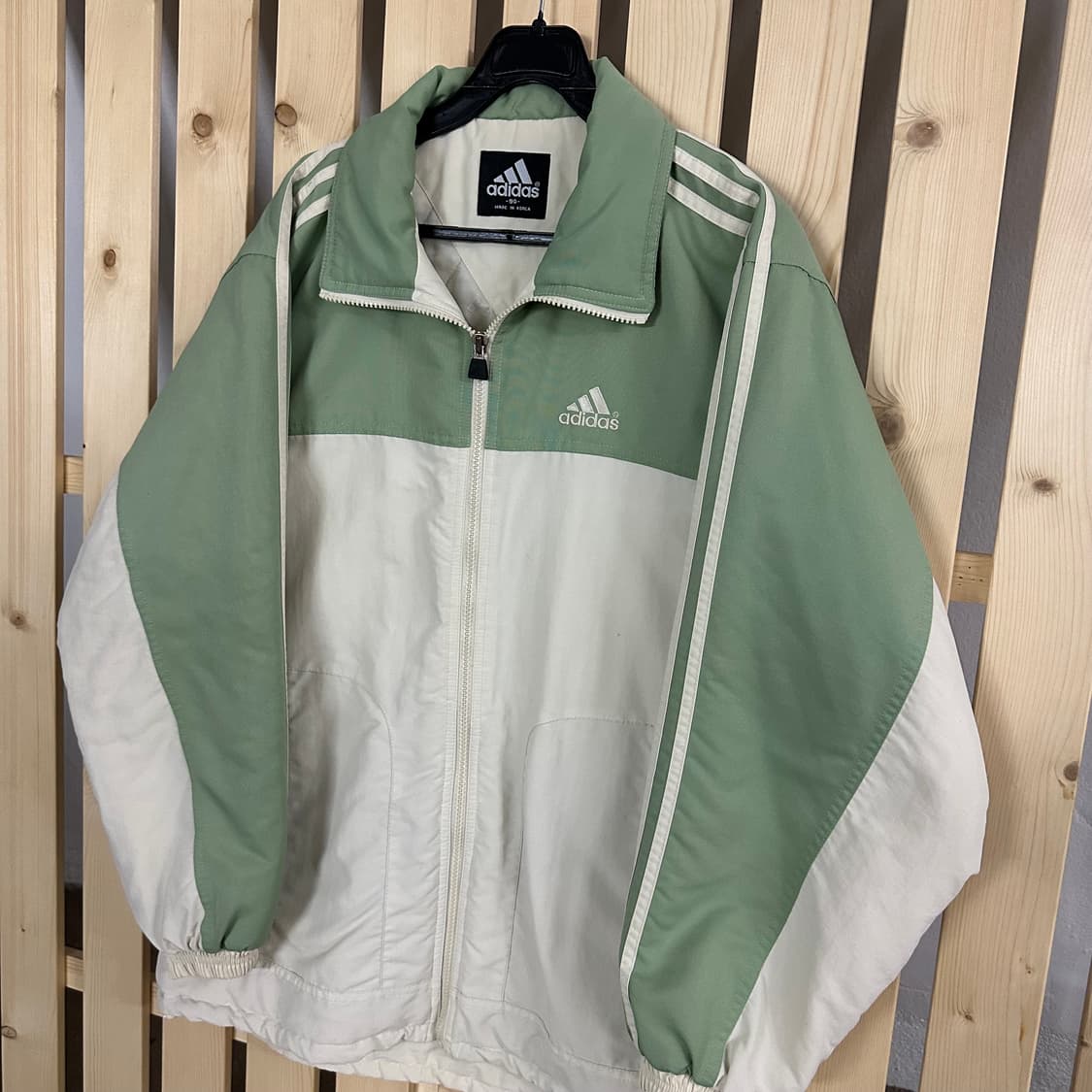 (L) 아디다스 00s 아이보리 민트 누빔 바람막이 자켓 상품이미지2