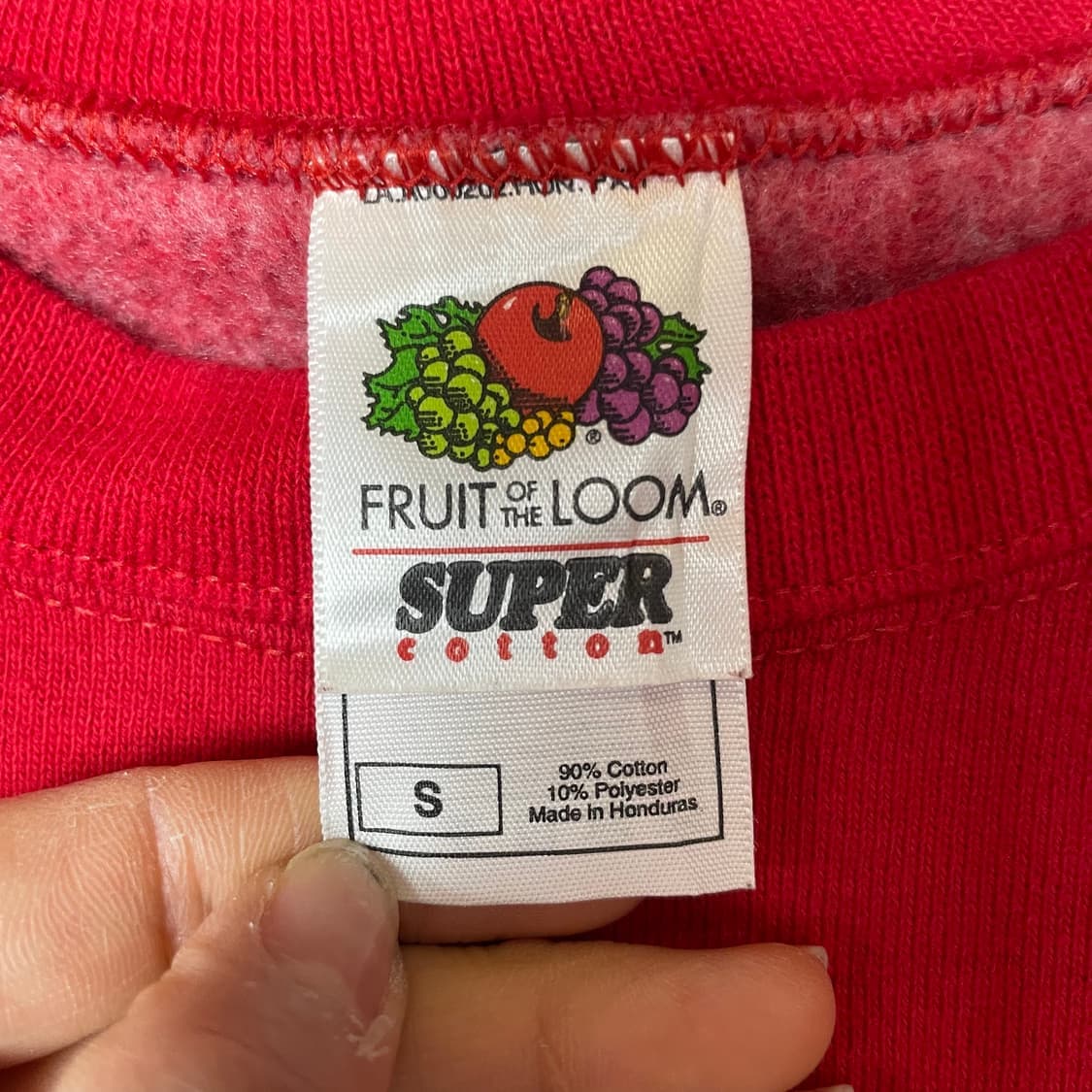 프룻오브더룸 레드 프린팅 기모 맨투맨 S 상품이미지4