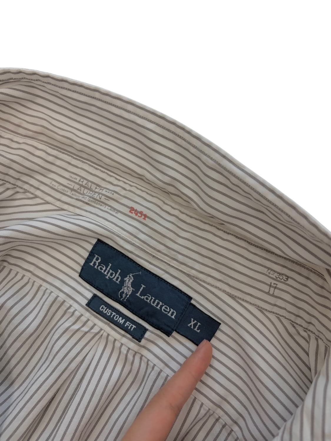 00s 폴로 줄무늬 셔츠 화이트&웜그레이 (XL)  상품이미지9