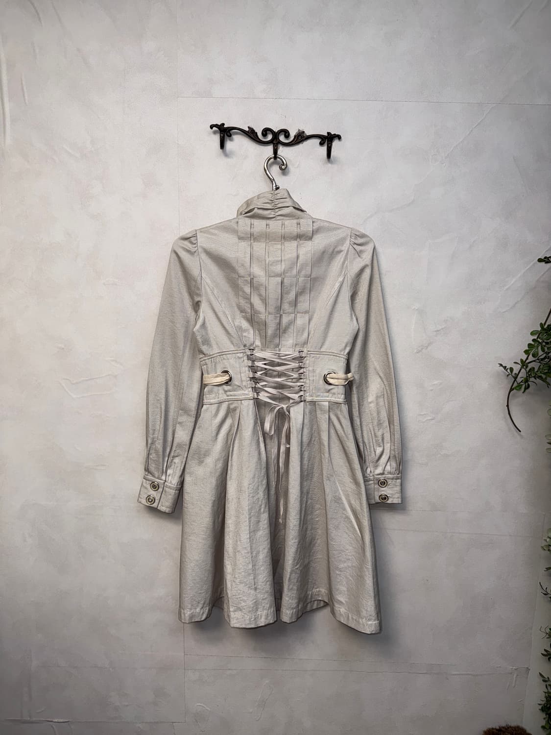 Egoist ivory satin laceup belt coat ops 상품이미지1