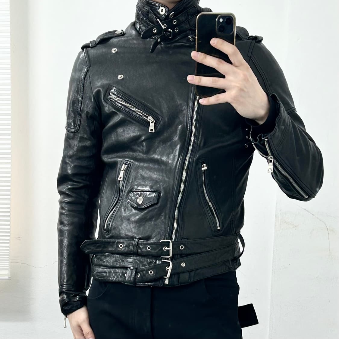 이태리제 롱스트랩 양가죽 라이더 자켓 상품이미지1