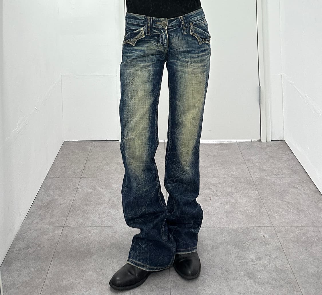 Studded Rivet Bootcut Denim Jeans 상품이미지3