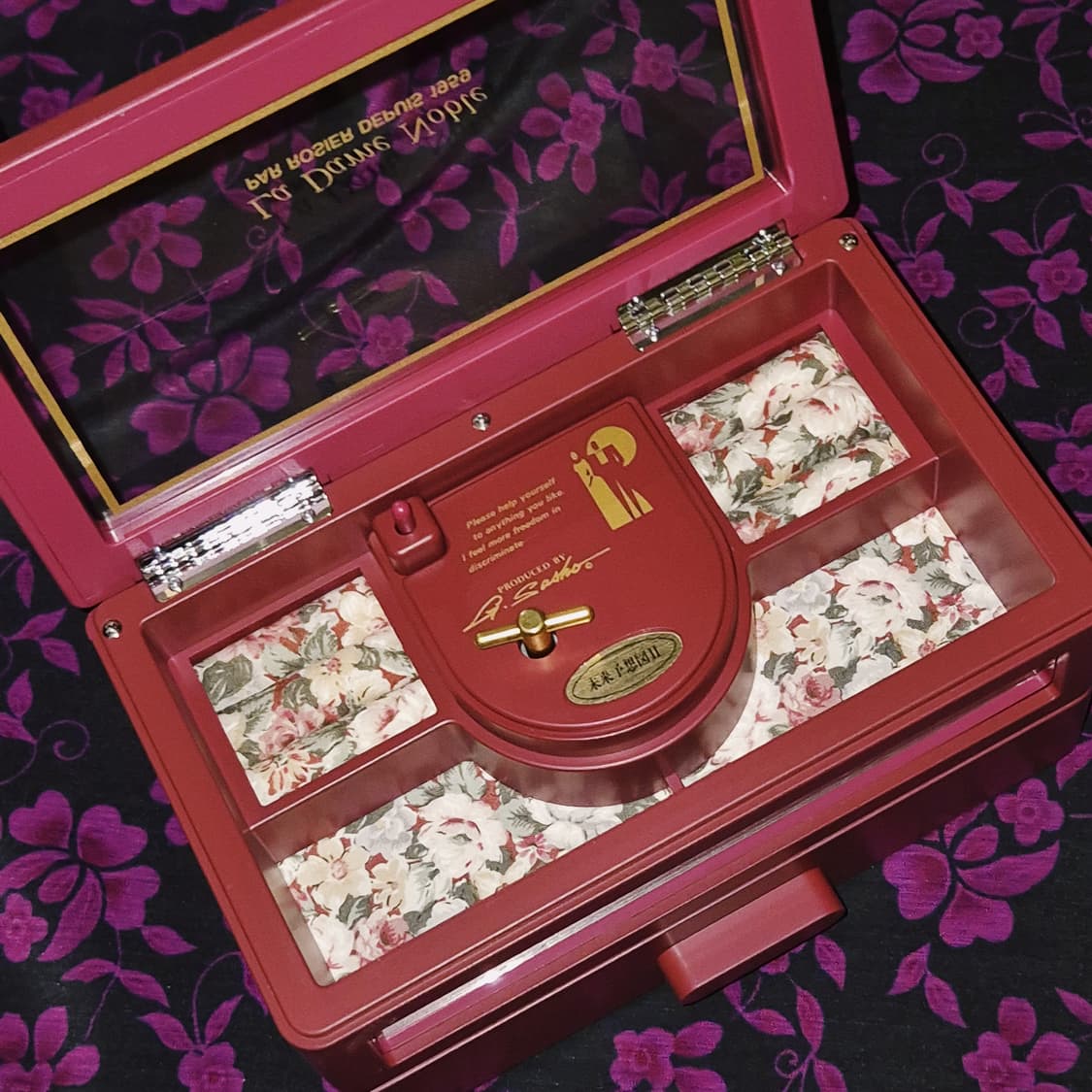 90s 로지에 플로랄 패브릭 오르골 보석함 상품이미지9