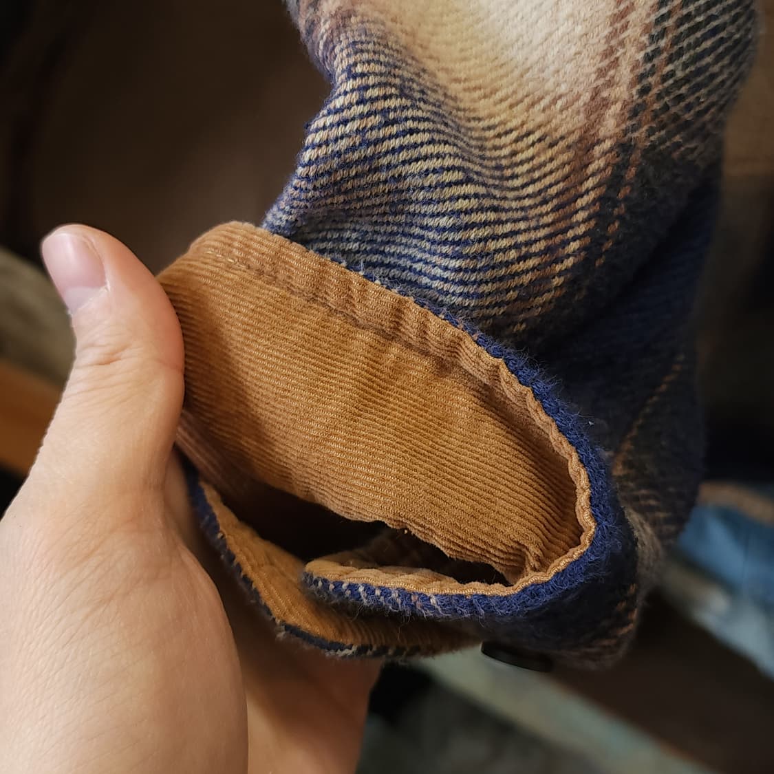 90s 아메리칸 빈티지 체크셔츠 헤비 플란넬 워크셔츠 빅체크 블루 L 상품이미지9