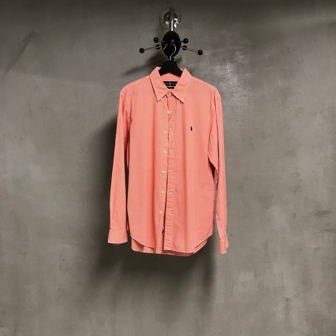 폴로 랄프로렌 깅엄 체크 셔츠 오렌지 L 상품이미지1