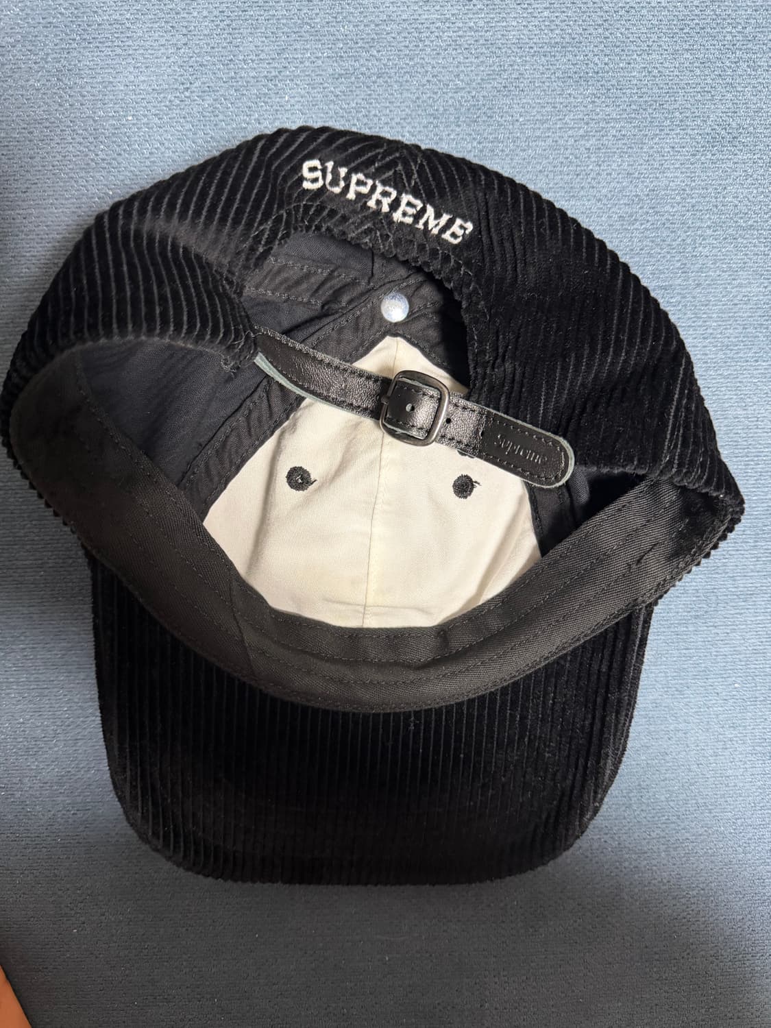 슈프림 코듀로이 S로고 6-패널 블랙-24Fw 상품이미지4