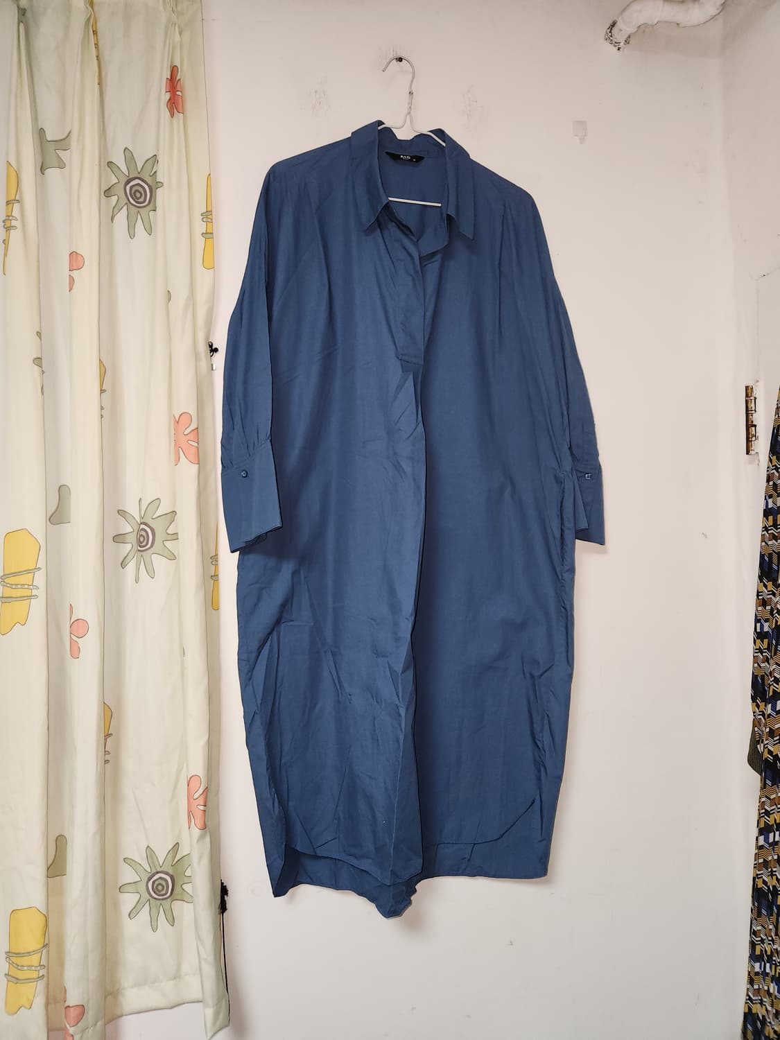 빅사이즈 블루 롱 셔츠 원피스. 99 상품이미지1