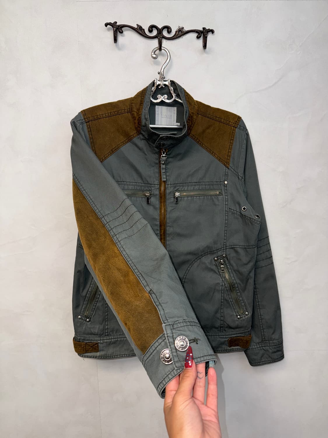 UGIZ khaki brown zipper detail biker jk 상품이미지2