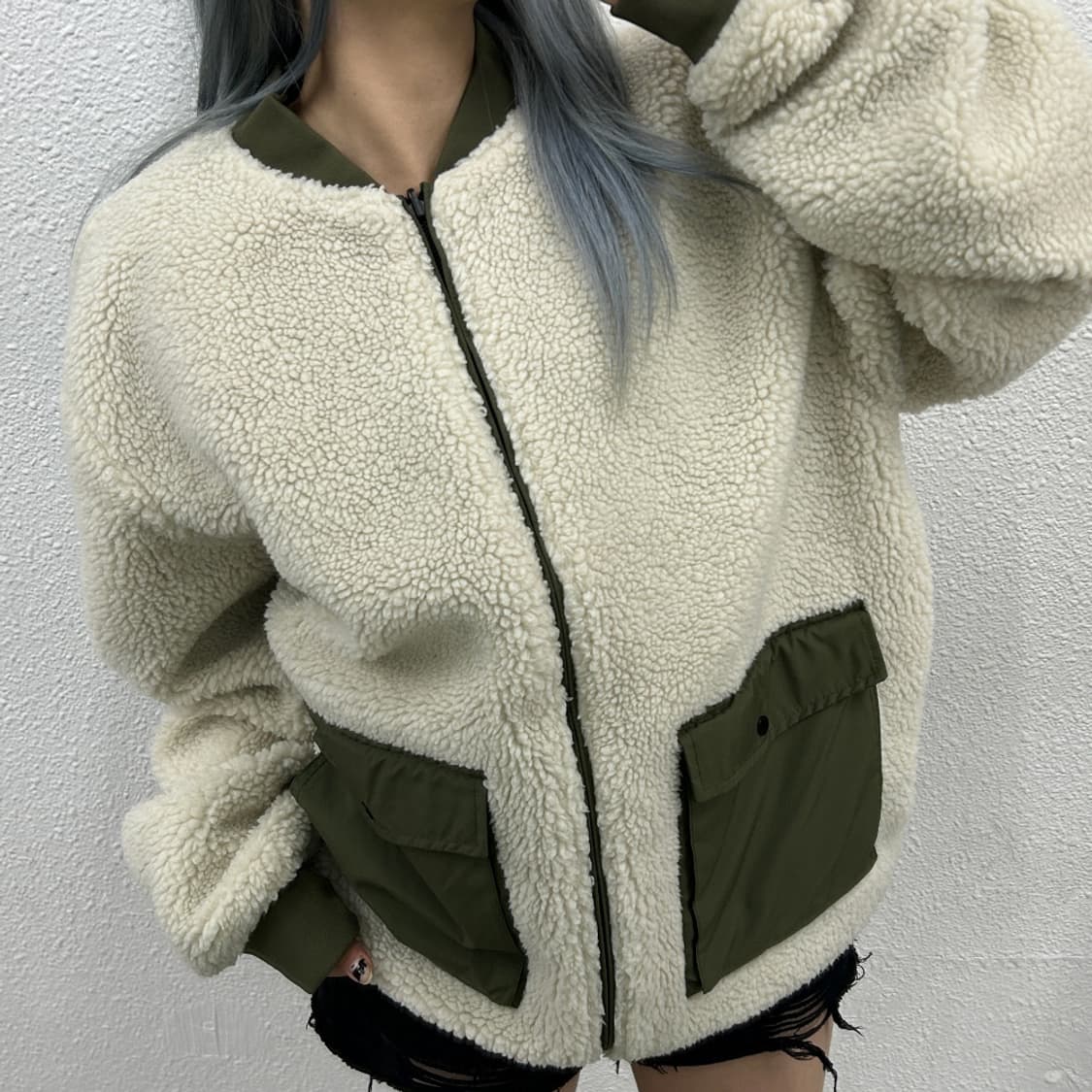 반스 카키 리버시블 뽀글이 자켓 XL 상품이미지1