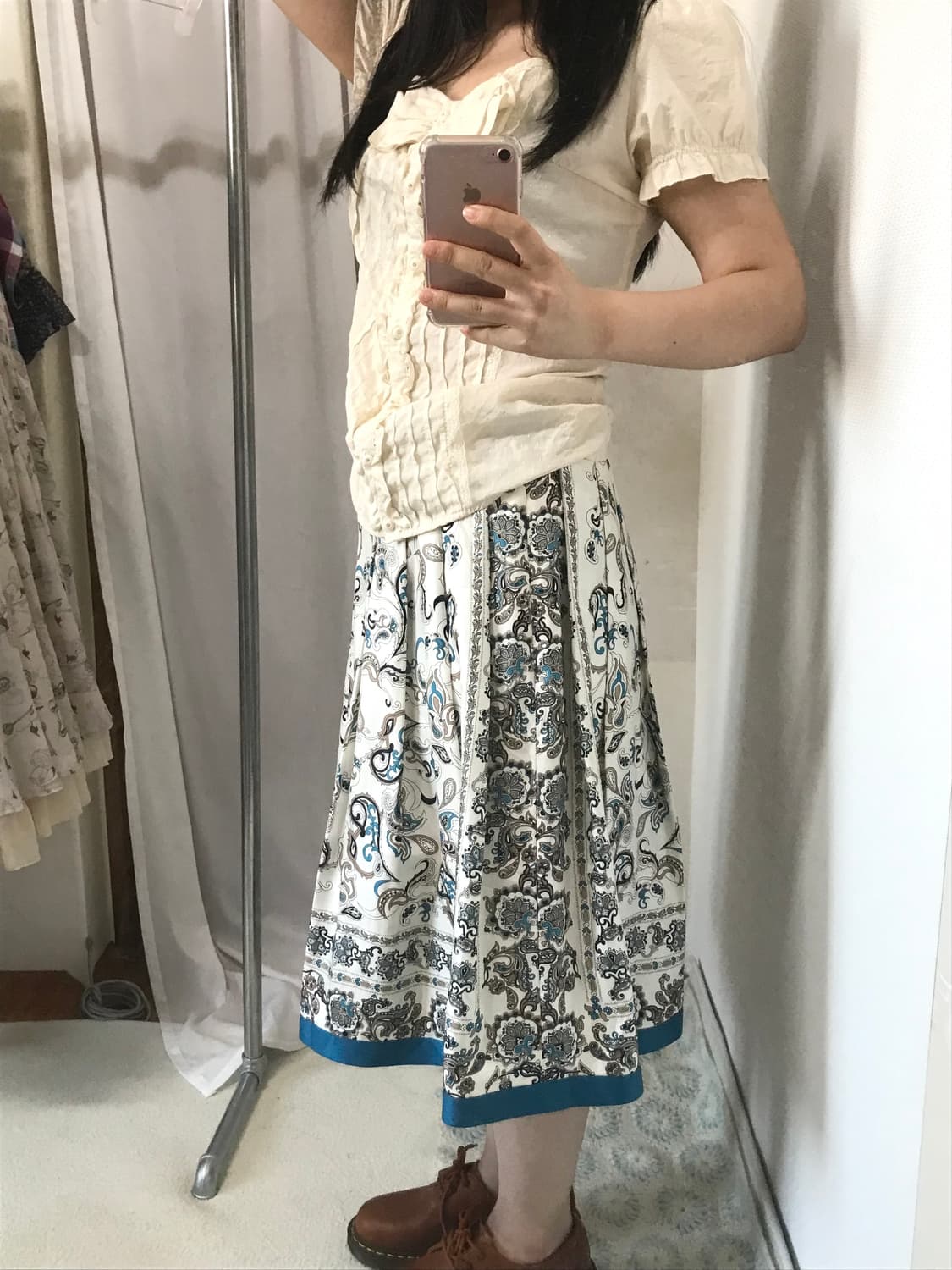 ethnic pintuck blue-green skirt 상품이미지4