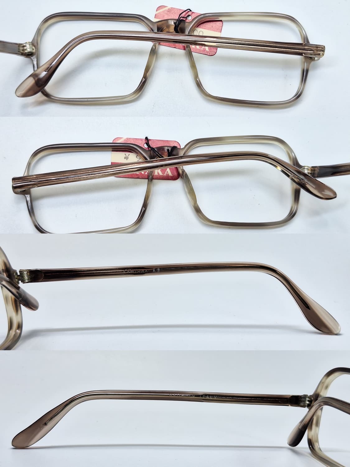 80s 이탈리아제 빈티지 데드스톡 미사용/스퀘어 뿔테 안경테 50mm 상품이미지3
