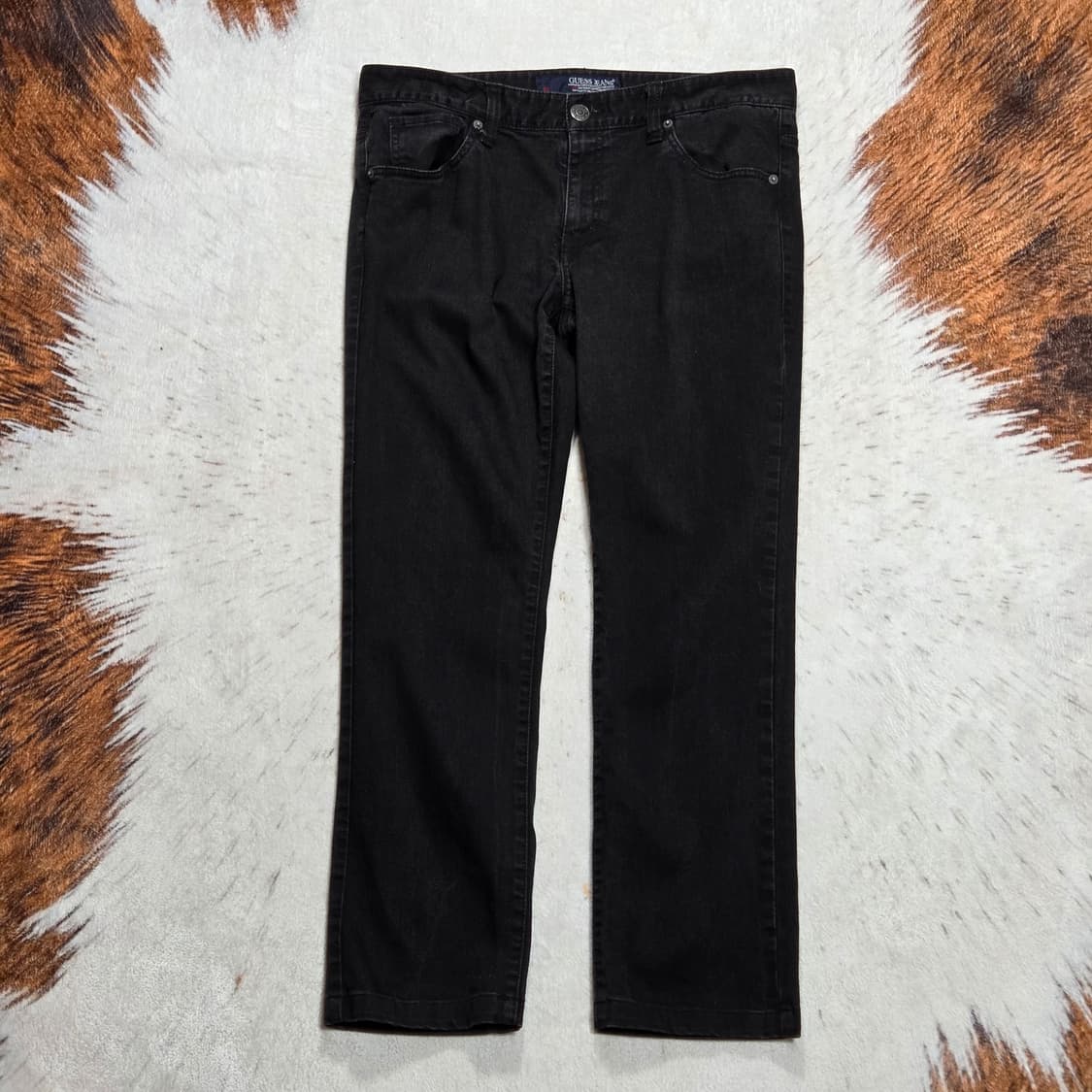 게스 블랙 슬림핏 데님 팬츠 상품이미지4