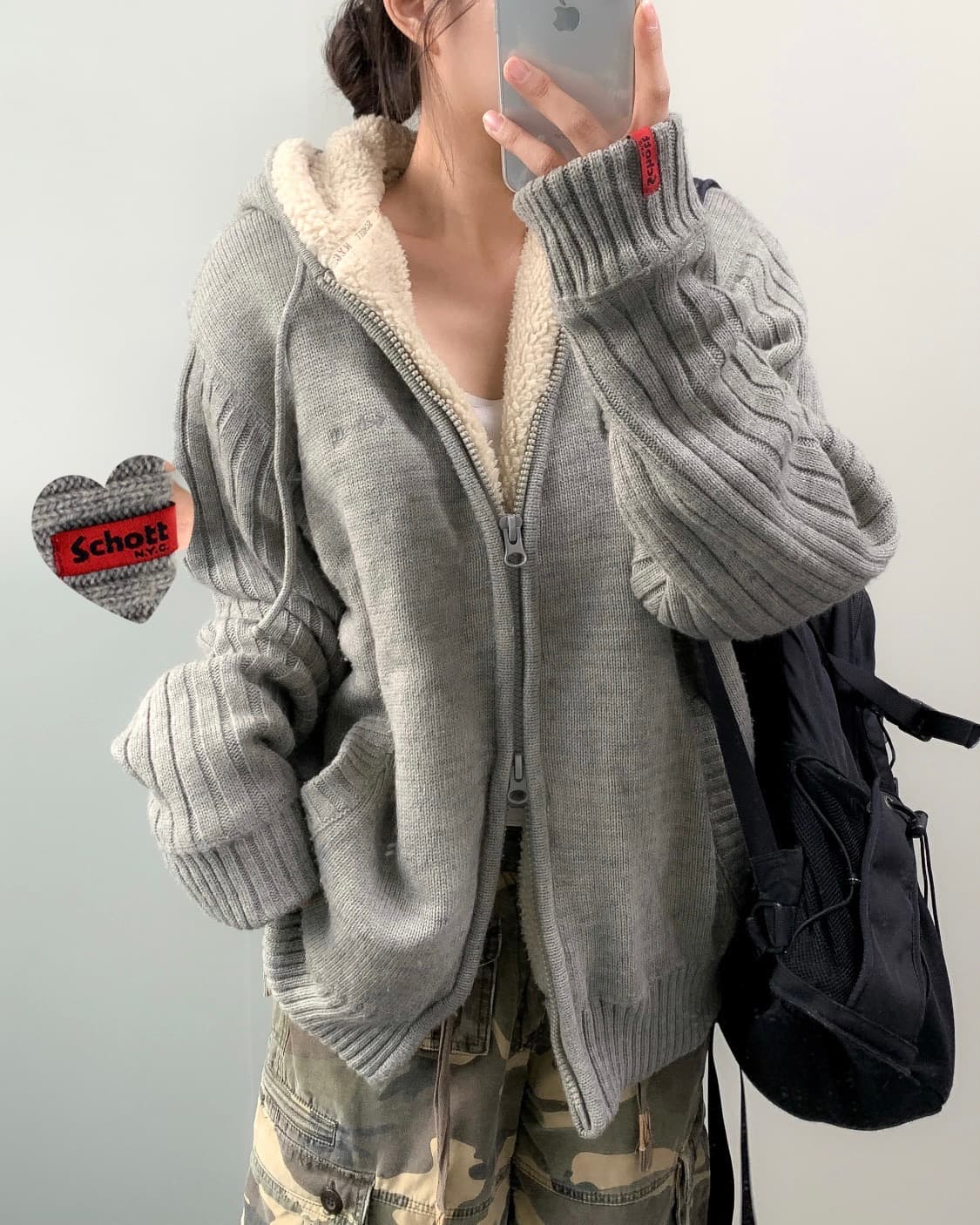 쇼트 니트 후드집업 상품이미지1