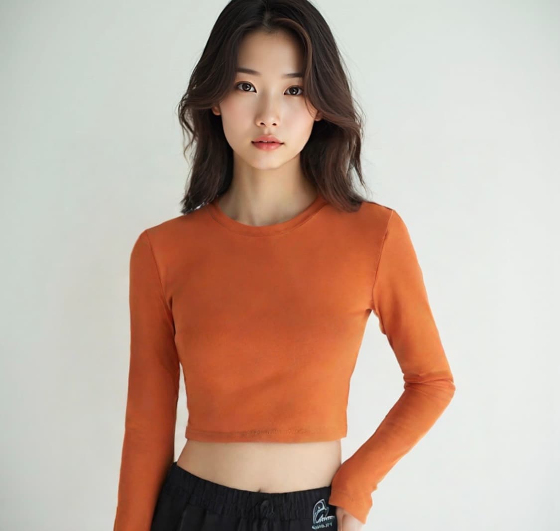 (단돈3500원) 자라 오렌지 긴팔 크롭티 크롭탑 상품이미지1