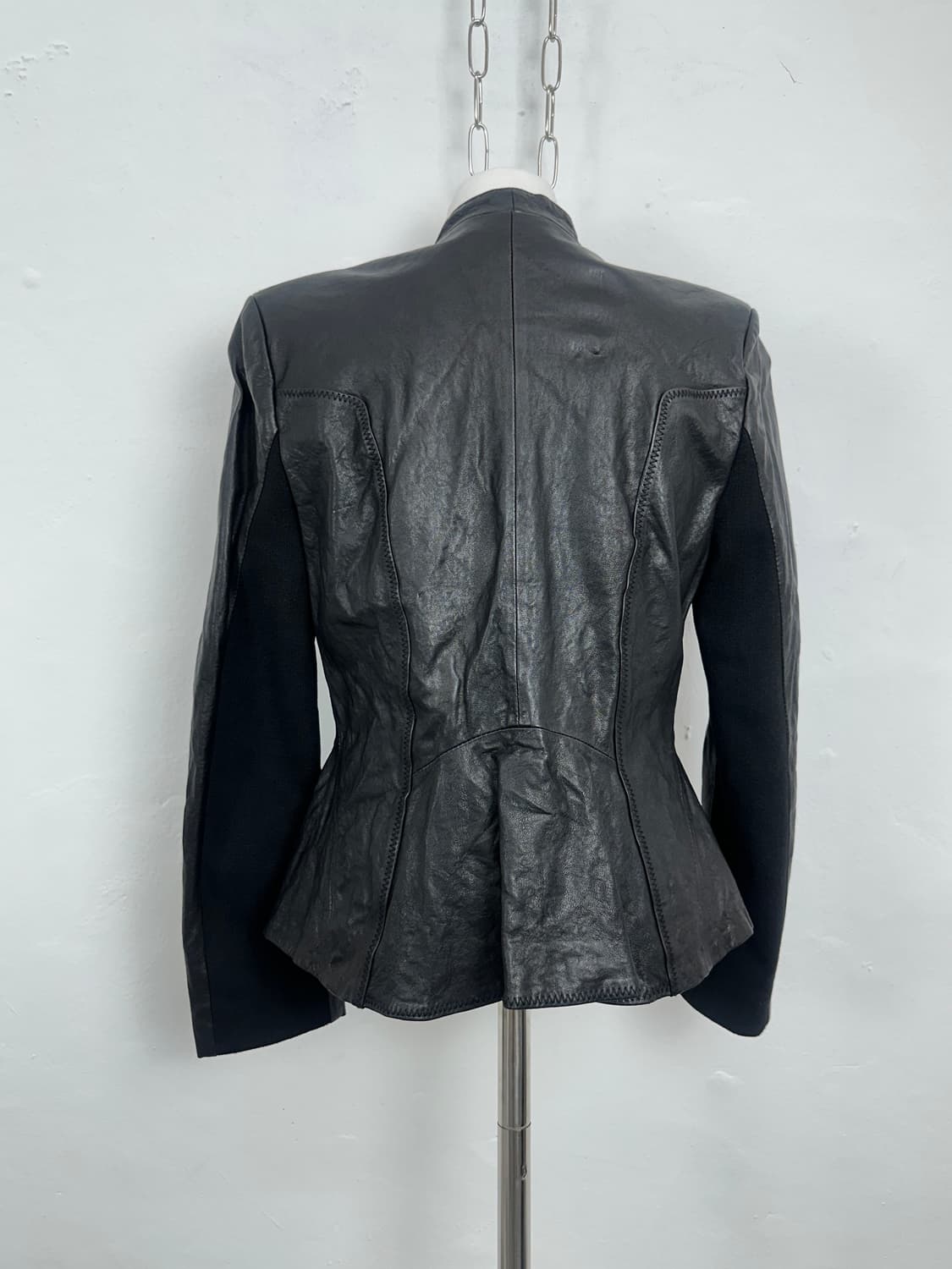 Beaded Lambskin Panel Leather Jacket 상품이미지2