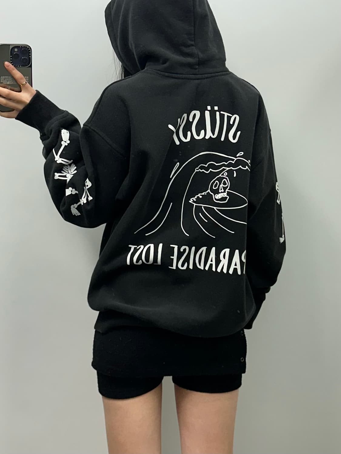 스투시 파라다이스 로스트 스컬 블랙 후드티 상품이미지2