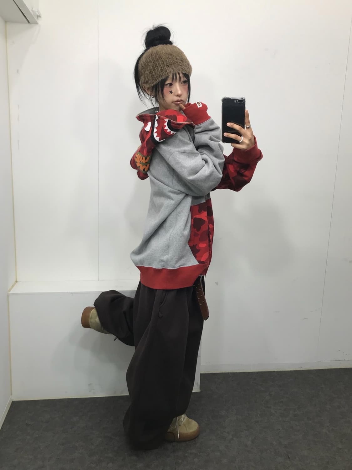 베이프 레드카모 샤크 투웨이 후드집업 상품이미지7