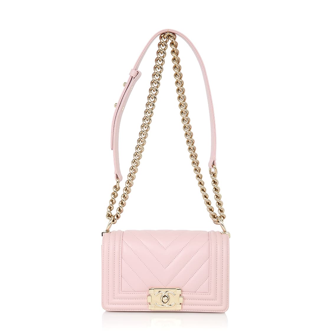 샤넬 캐비어 보이 스몰 플랩백 핑크 체인 크로스 A67805 상품이미지1
