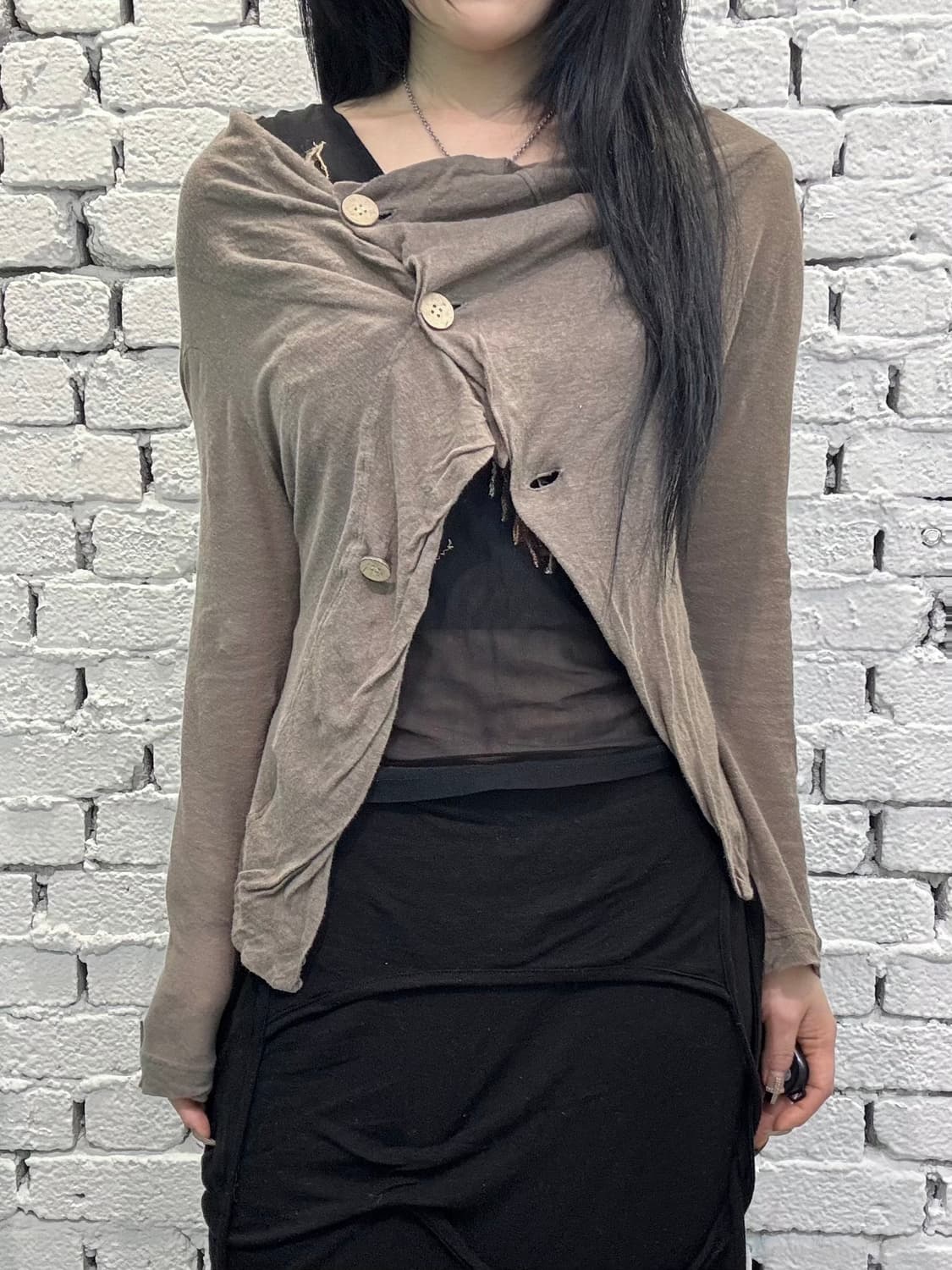 Dusty Mocha Draped Asymmetrical Crop Car 상품이미지1