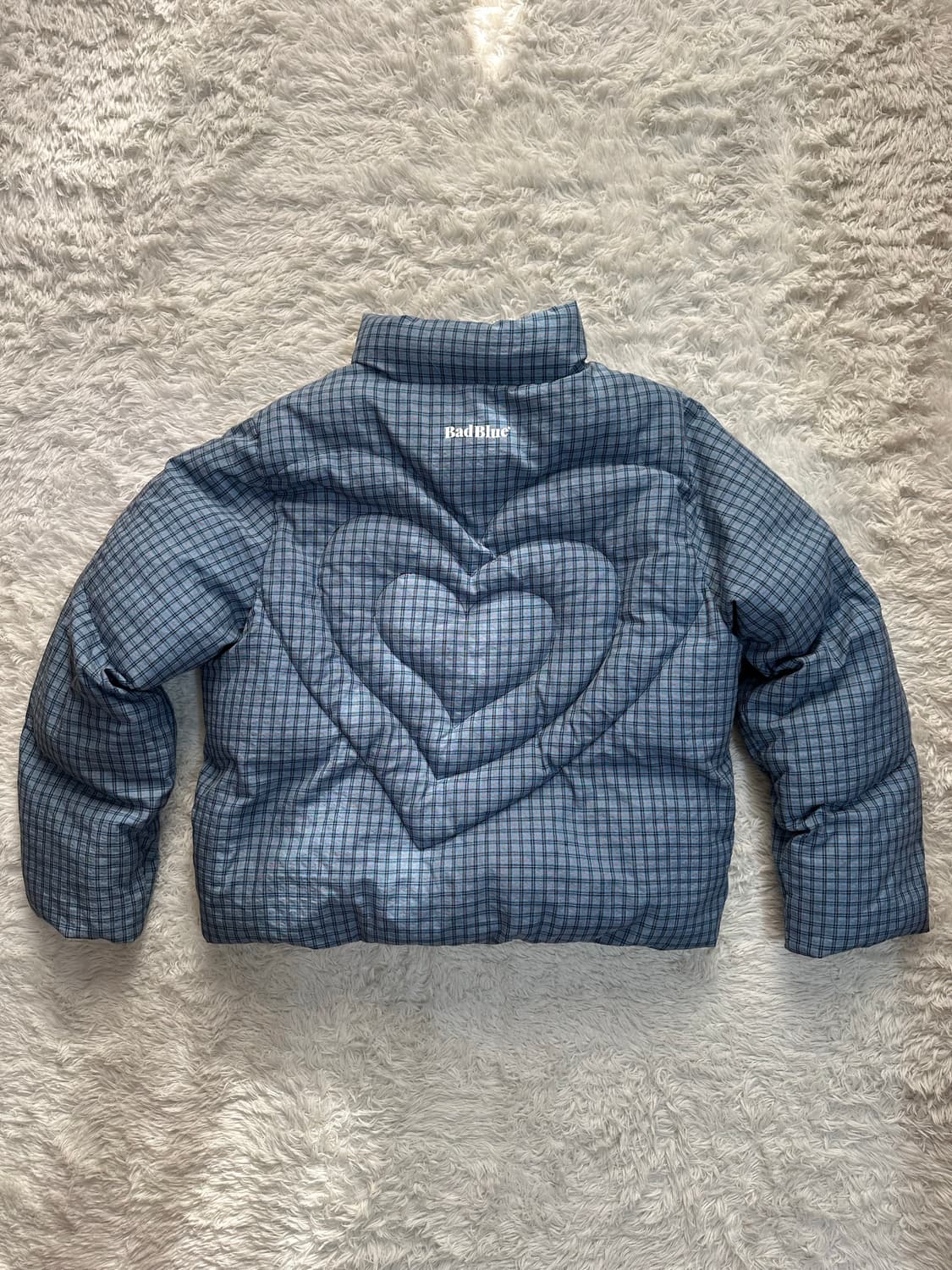 BadBlue 하트 푸퍼 자켓 체크 블루 M 상품이미지3
