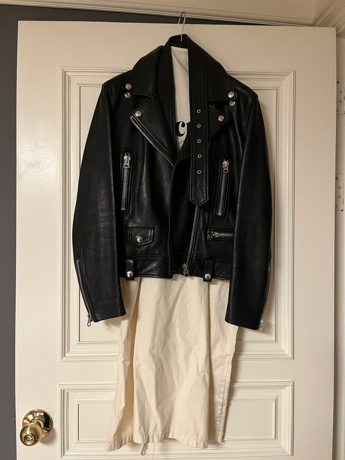 아크네 스튜디오 블랙 가죽 라이더 자켓 38 ACNE 상품이미지9