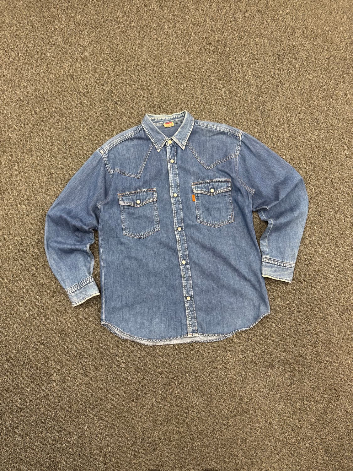 OS)리바이스 빈티지 오렌지 탭 웨스턴 데님 긴팔셔츠 상품이미지1