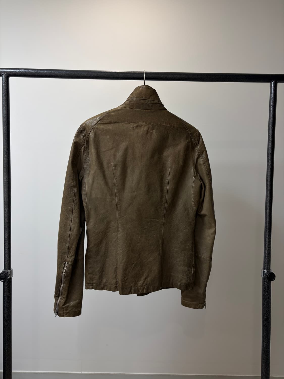 (100) System 시스템 사선 락시크 양가죽 자켓 상품이미지4