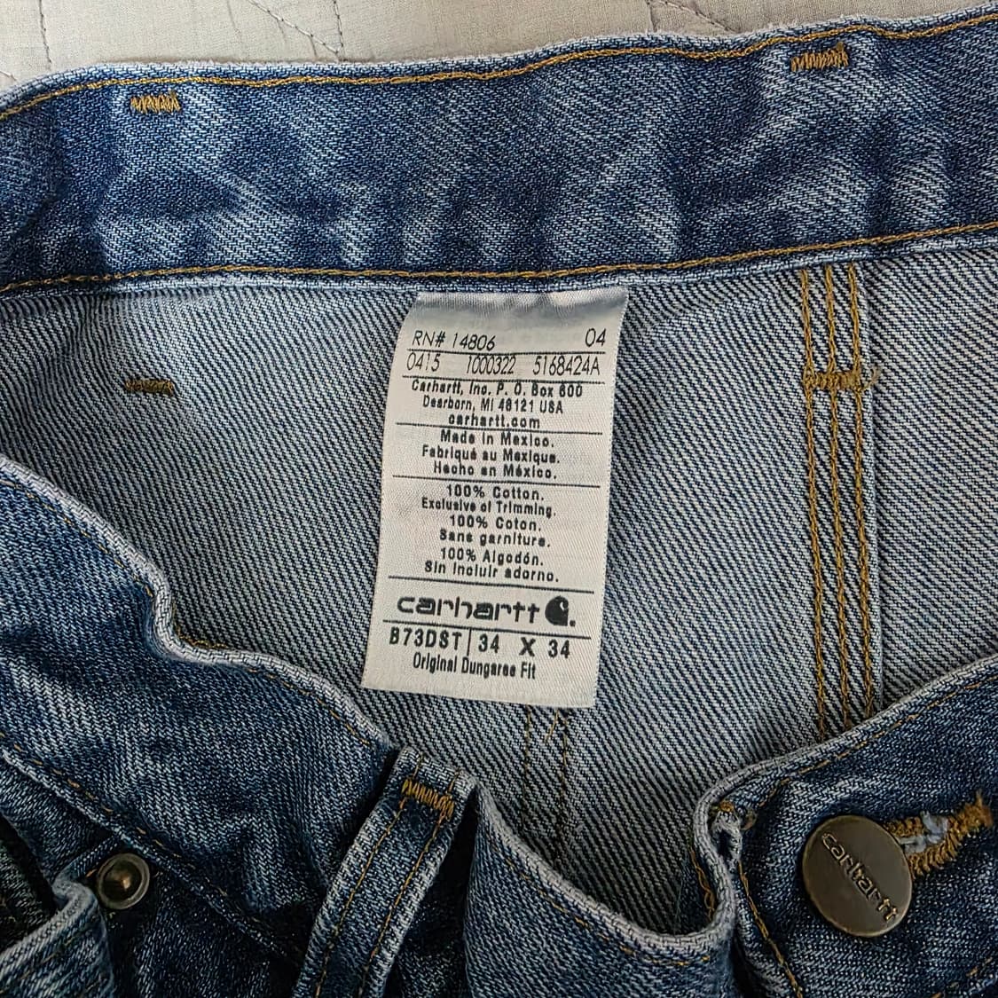 [34X34] 빈티지 칼하트 더블니 B73 DST 데님팬츠 굿 B-11 상품이미지6