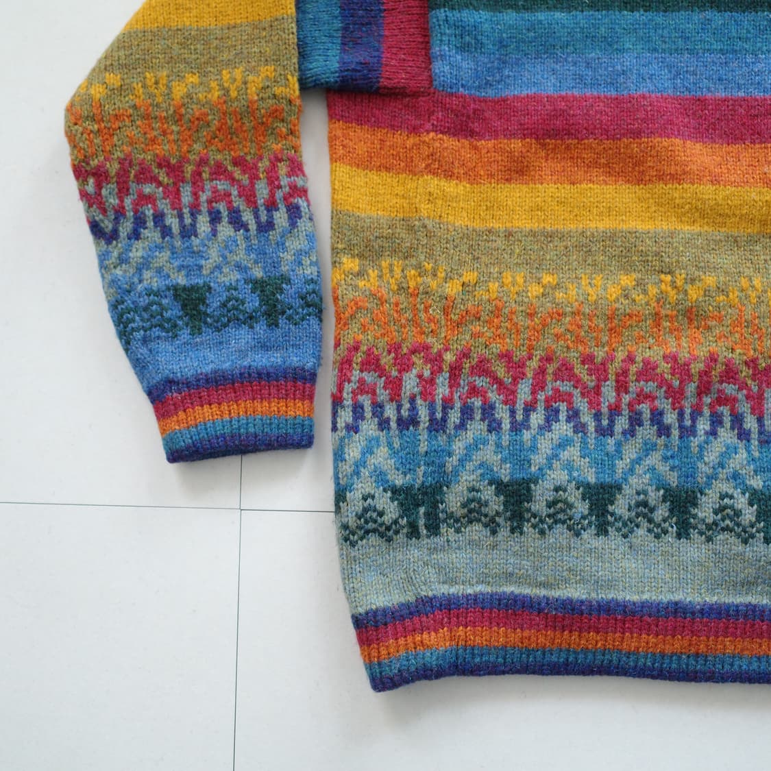 90s 엘엘빈 에스닉 나바호 아즈텍 아일랜드제 울 100% 니트 L 상품이미지9