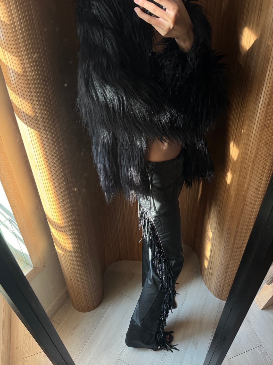 Liniss 해외 디자이너 브랜드 로우라이즈 태슬 레더 팬츠 사이즈S 상품이미지4