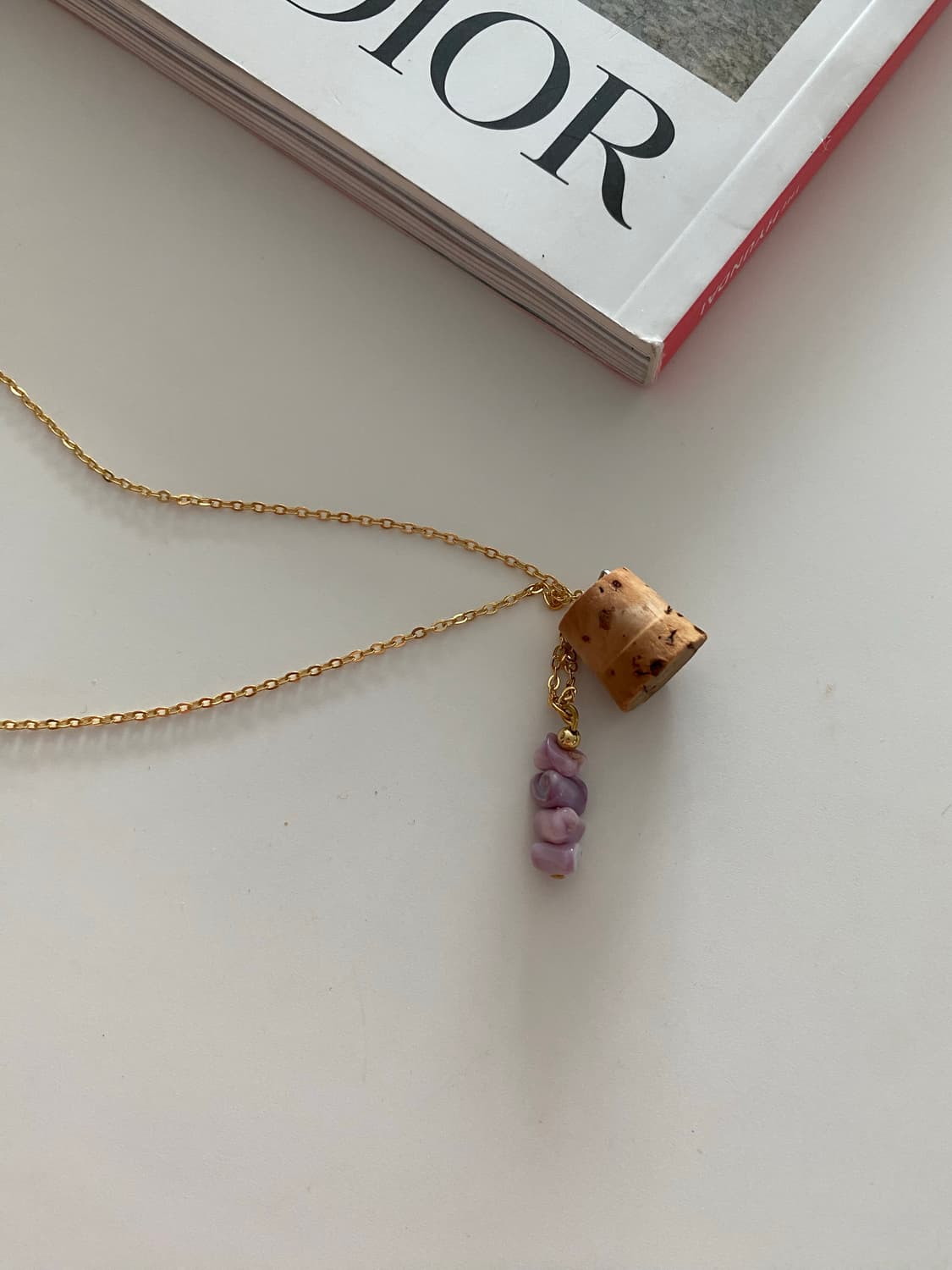 빈티지 핑크스톤 목걸이 유리병 포함 상품이미지5