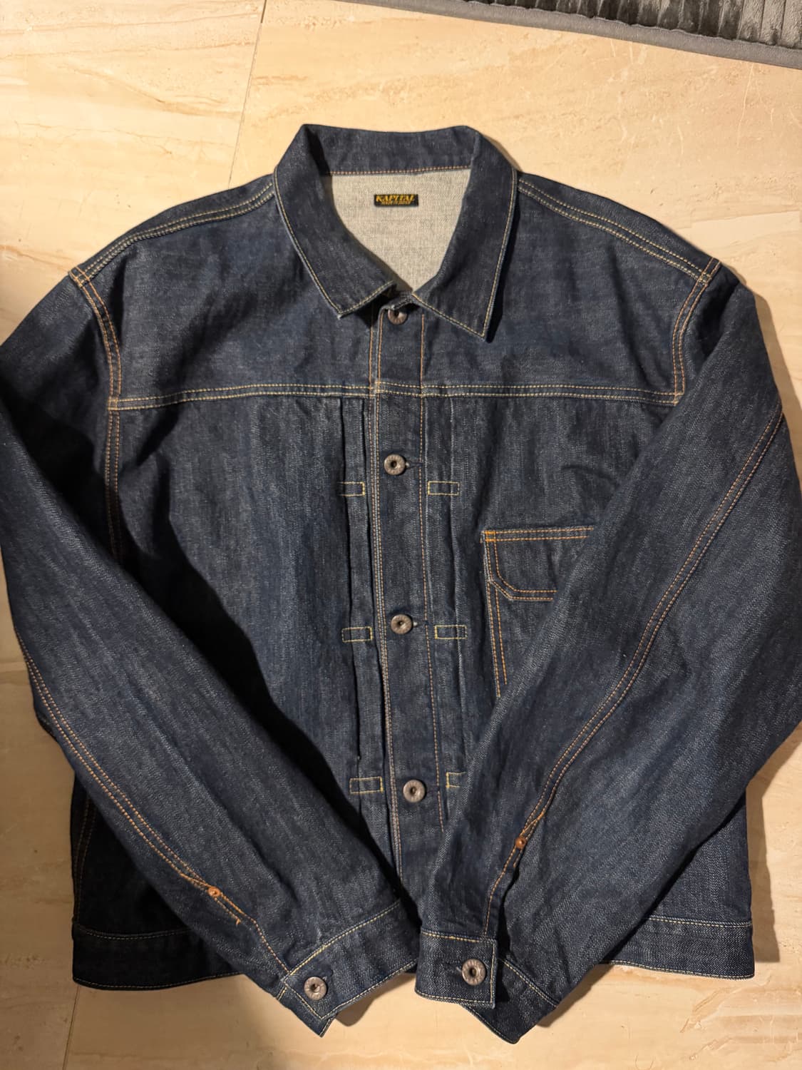 캐피탈 14oz 원 워시드 데님 자켓 인디고 4사이즈 상품이미지1