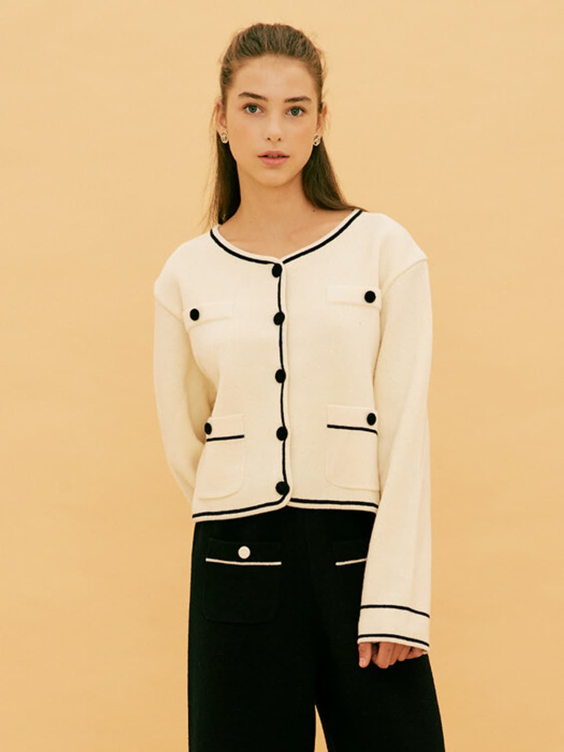 택O) [s] 유어네임히얼 따스해진 깔끔이 가디건 크림 [박민하 착용] 상품이미지6